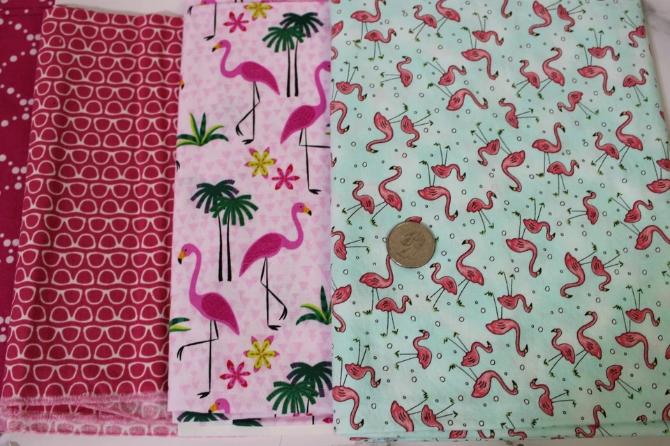 Lote de 5 edredones de costura artesanales rosa geométricos de tela de algodón remanentes de chatarra Foto 4 de 4