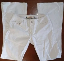Vtg Paris Blues Super Bell Bottom Flare Jeans 90s White Denim Made in USA sz 3