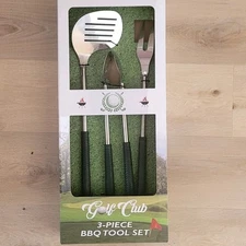 Golf Club 3-Piece Barbecue BBQ Tool Set Included:  Spatula Tong Fork