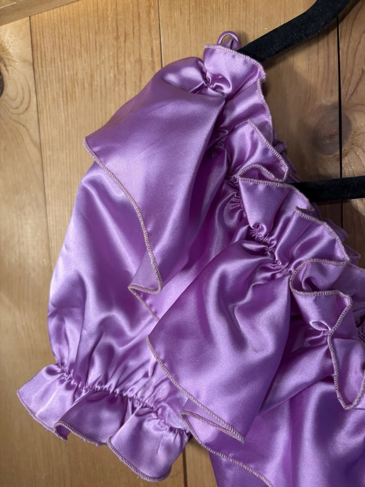 "Vestido coqueta morado de colección años 80-vestido-prima-fiesta-mujer-completo XS 34/26"" volantes" Foto 2 de 4