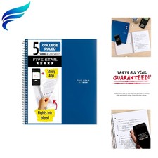 Spiral Notebook  Study App, 5 Subject, College Ruled Paper, 8-1/2" x 11", 20...