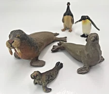 Vtg Hausser Elastolin Composition Artic Lot  Walrus * Seals * Penquins  1930s P