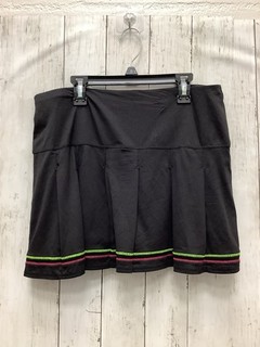 Lucky in Love Women's Large Black Pleated Tennis Skort with Neon Pink/Green Trim