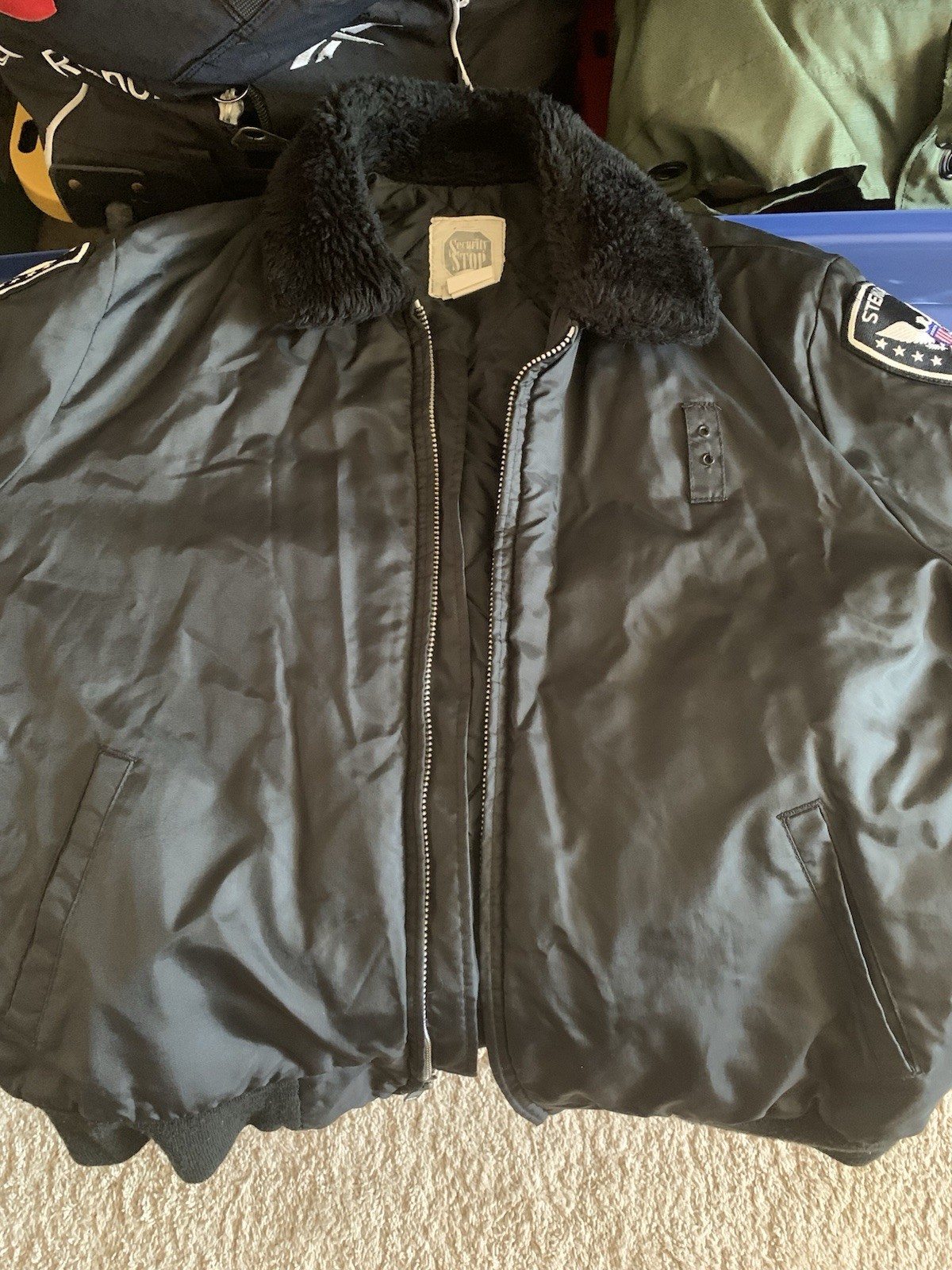 black Security Stop nylon security bomber jacket … - image 1