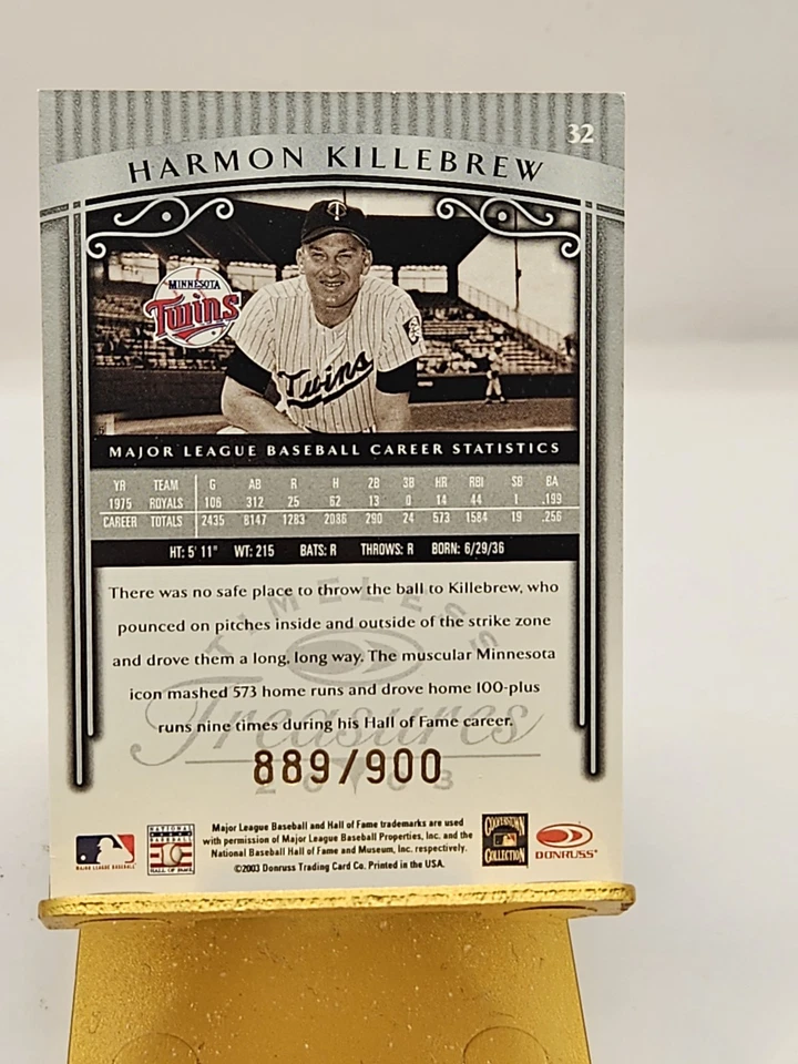 2003 Donruss Timeless Treasures 237/900 Harmon Killebrew #32 Minnesota Twins  - Image 2 of 2