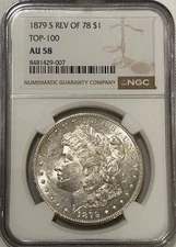 1879 S Morgan Silver Dollar Rev of 78 NGC AU58 Top 100/Tough VAM
