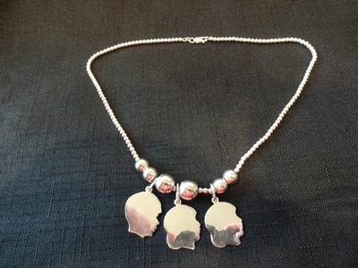 #775-VINTAGE STERLINGSILBER PERLEN ITALIEN HALSKETTE-925 MIT 3 STERLING PERSONEN