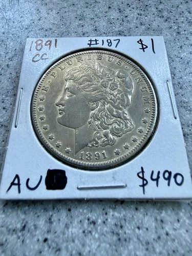 1891-CC Morgan Silver Dollar, 90% Silver, AU