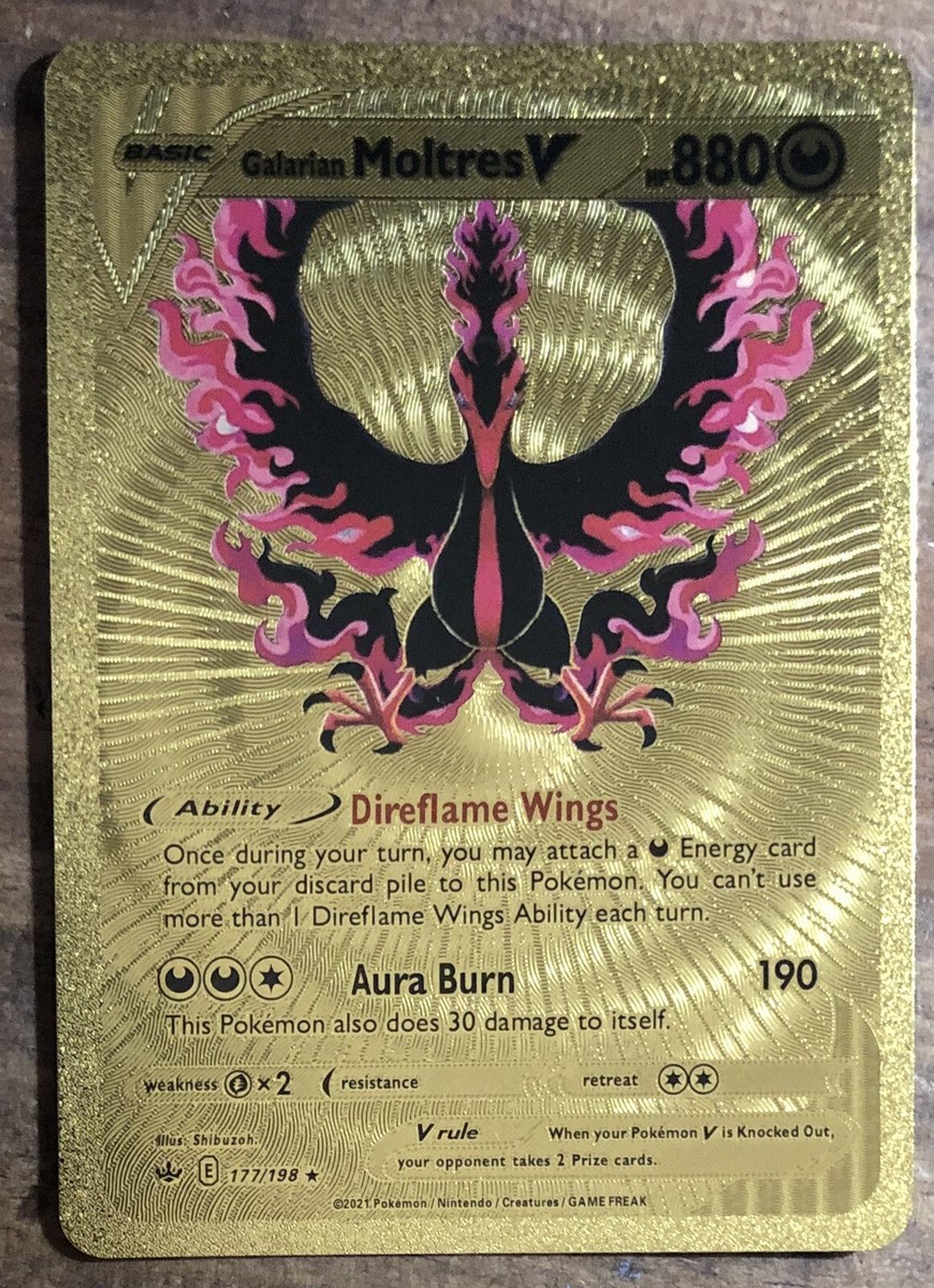 Pokémon Galarian Moltres V Gold Card - HP 880 - 177/198 | eBay