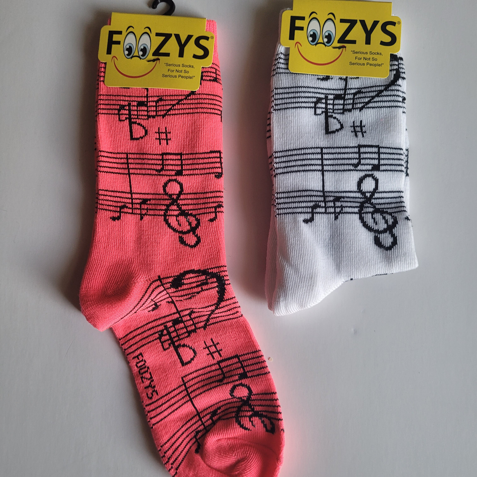 Musical Notes Socks Novelty Crew Dress Casual SOX Foozys 2 Pair 9-11 ...