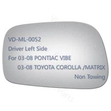 For 2003-2008 Toyota Corolla Matrix Mirror Glass Driver Left Side LH Flat 2952