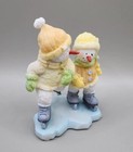 Christmas Village Accessories Snowman Figurine Ice Skating Frost Smitten