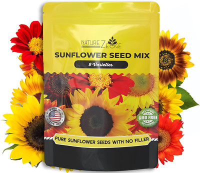 1300+ Sunflower Seeds Garden Variety Pack, Bulk Sunflower Seeds for Planting Flo