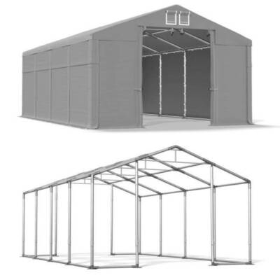 6x8x2,5 Zeltlagerhalle Werkstattzelt Weidezelt Zelthalle 8x6 grau PVC W