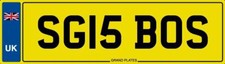 SG IS BOSS NUMBER PLATE INITIALS CAR REG SG15 BOS FEES PAID SHANE SEAN SAM SIMON