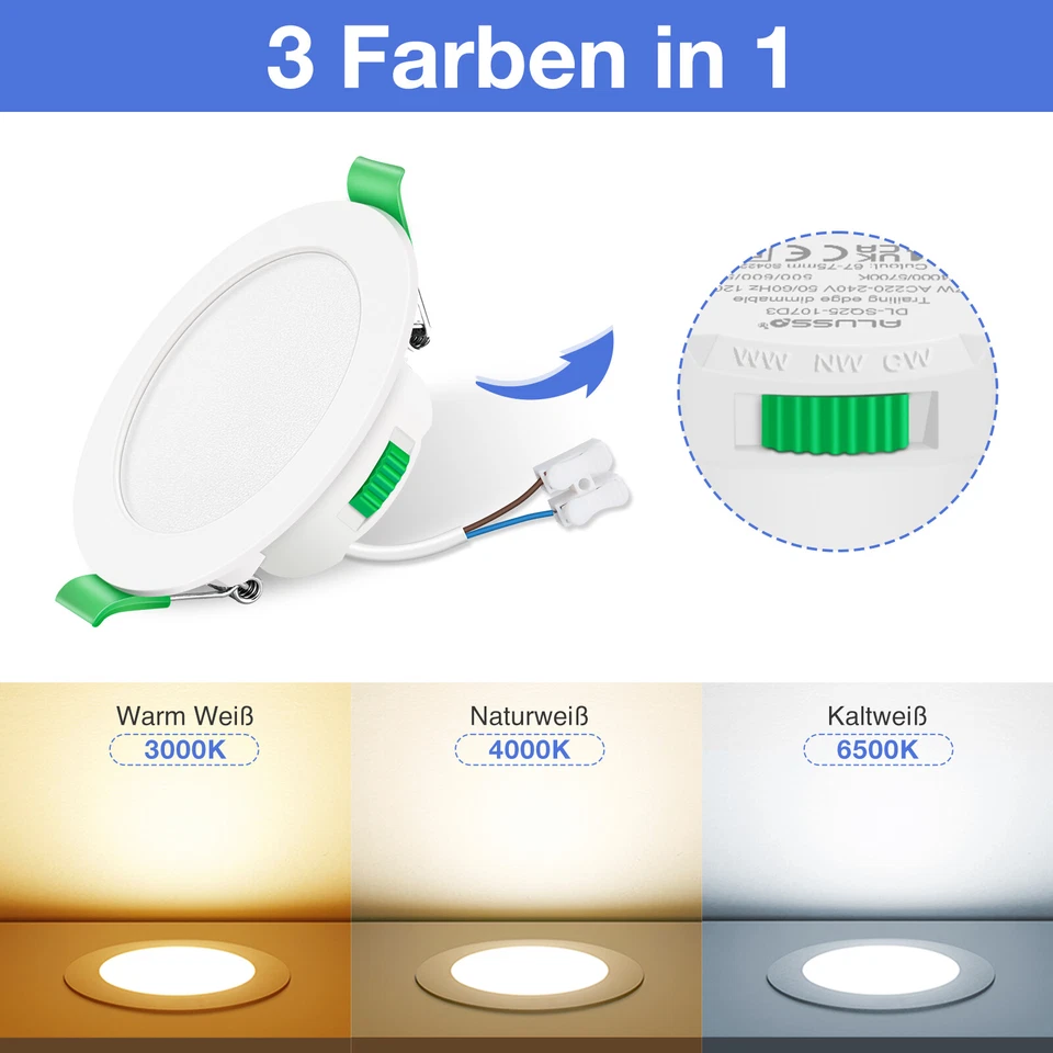 6x LED Einbaustrahler 68mm 7W Deckenspot Ultraslim Einbau Flach Panel Leuchte - Bild 4 von 4