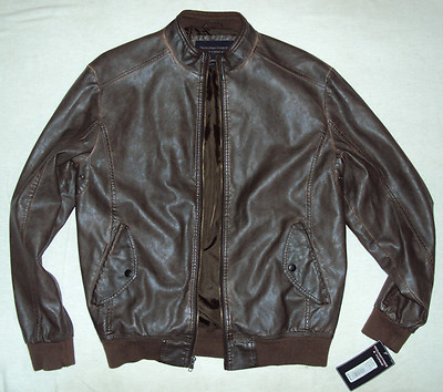 Roundtree & Yorke Mens New $150 Bomber Motorcycle Faux Leather