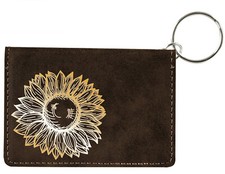 Sunflower Laser Engraved Leatherette Keychain Wallet
