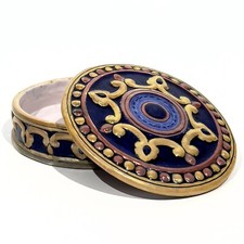 Boite Bonbonière Alberto Rubboli  faïence lustre métallique 1950's Faenza londi