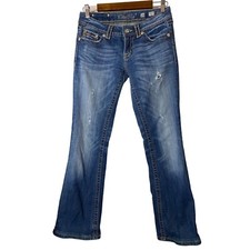 Miss Me Jeans Medium Wash Low Rise Boot Cut Studs/Gems Size 28