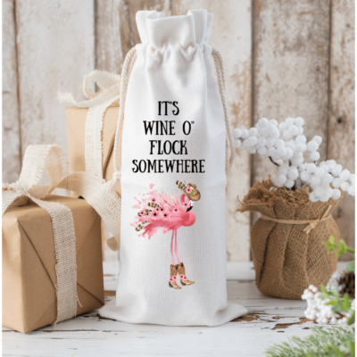 Unique Flamingo Handmade Canvas Wine Gift Bag – Perfect For Any