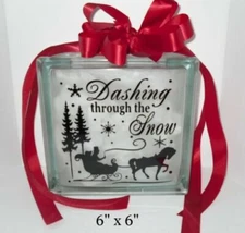 Dashing through the snow Christmas decal sticker for DIY 8" glass block