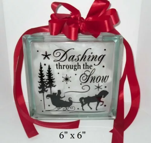 HOLIDAYDECALS4U Dashing through the snow Christmas decal sticker for DIY 8" glass block