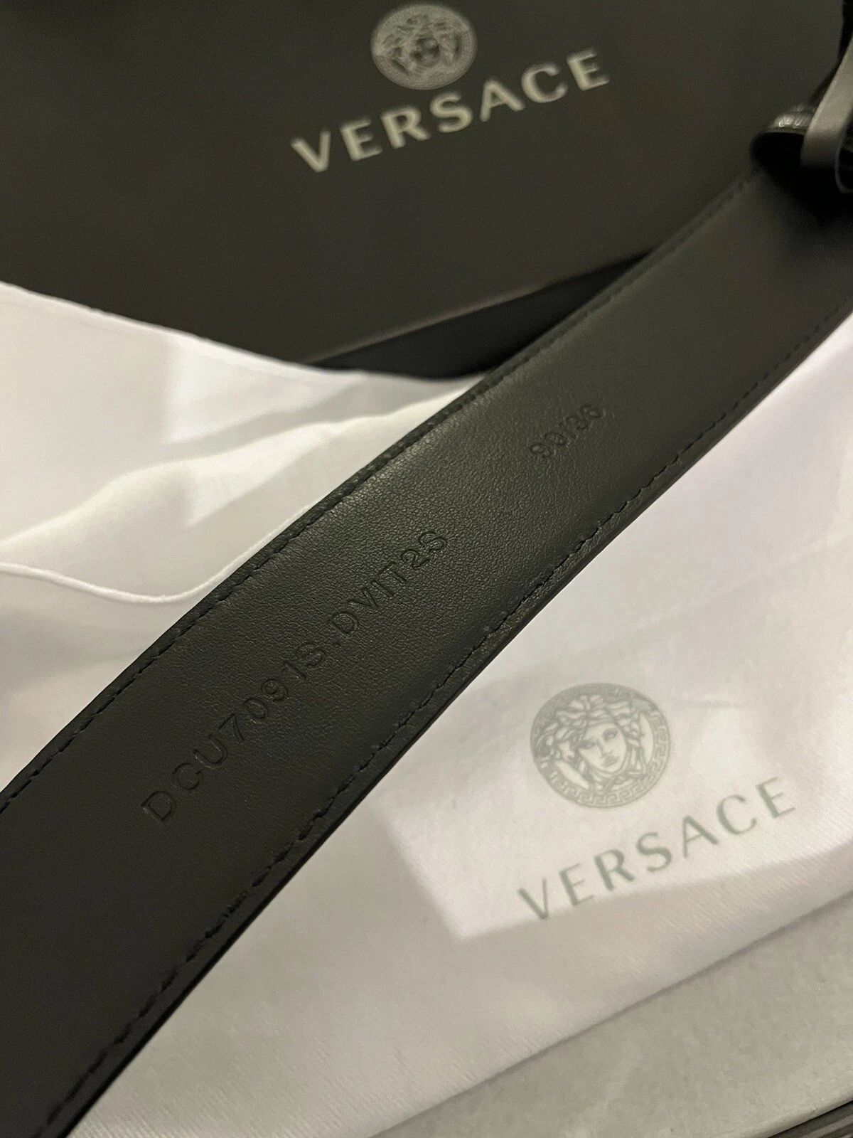 VERSACE Cintura in pelle Medusa Nero & Argento Made In Italy