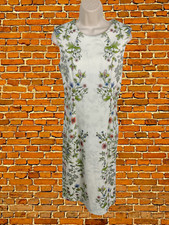 NEXT SIZE UK 10 WHITE FLORAL LEAF PRINT OCCASION WORK CASUAL PENCIL SUMMER DRESS