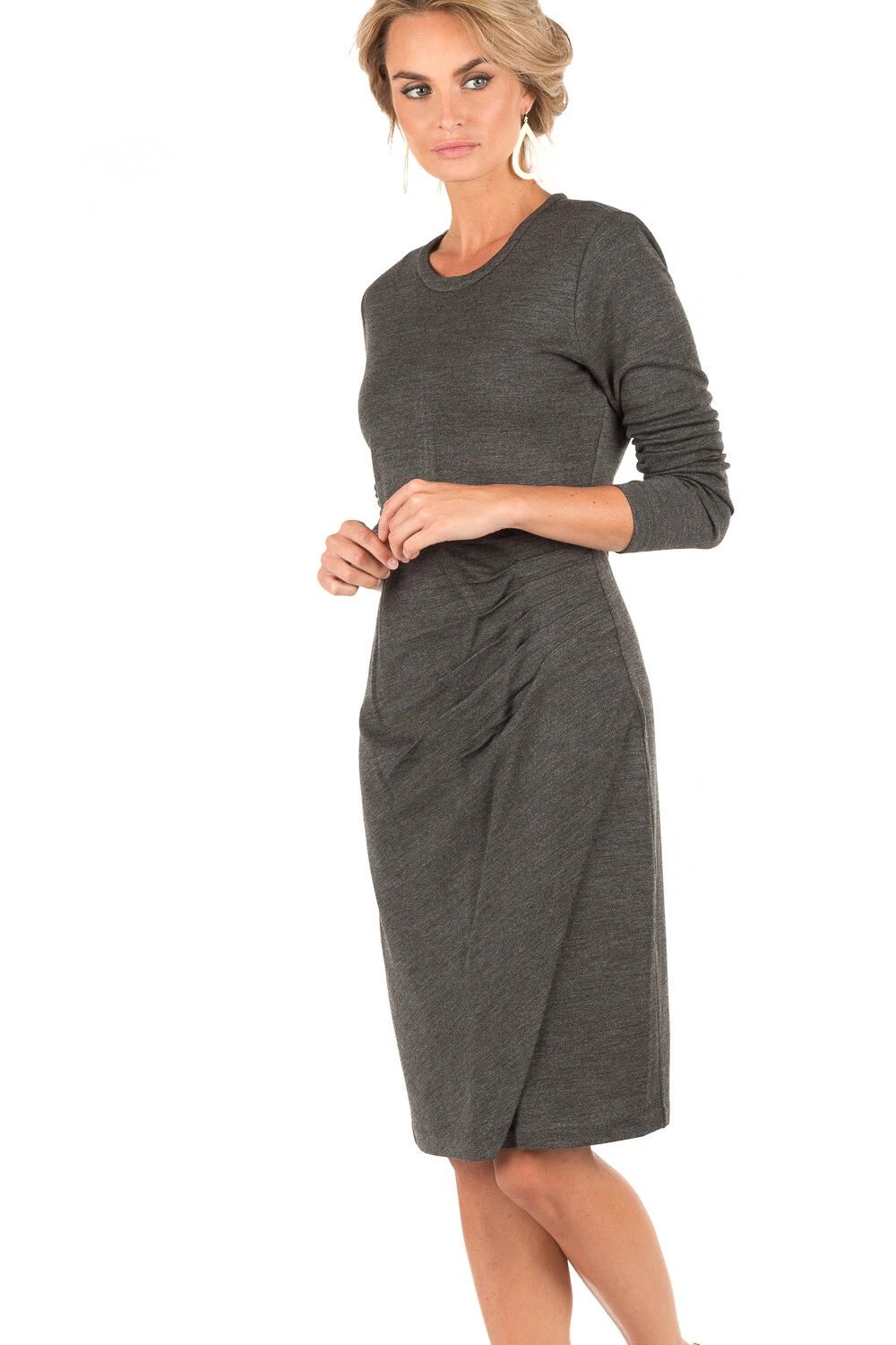 Abito donna Michael Kors sintetico in jersey increspato vendita al dettaglio $255 (MF68WDYJM2) nuovo con etichette