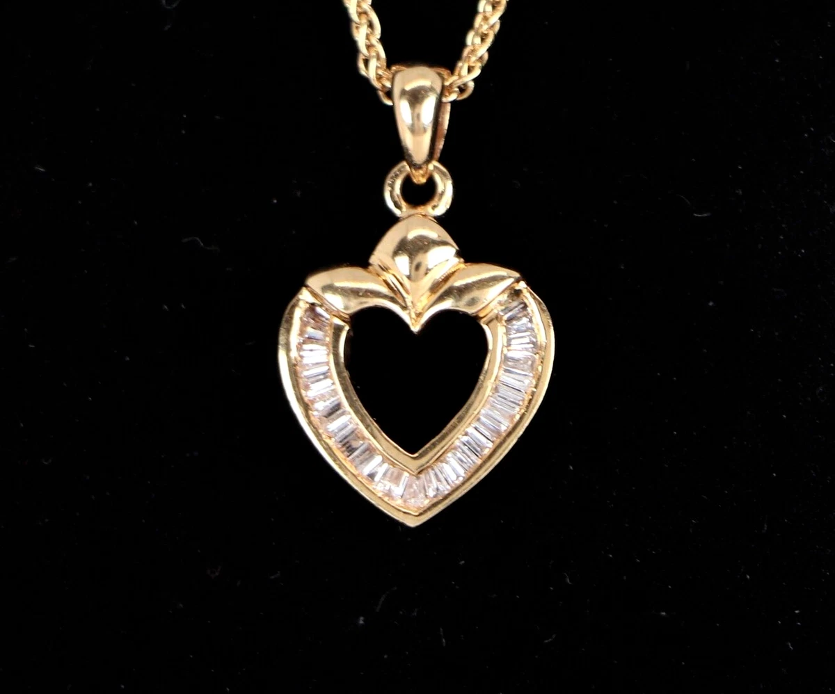 2 150 18k Yellow Gold Tapered Baguette Diamond Heart Shape
