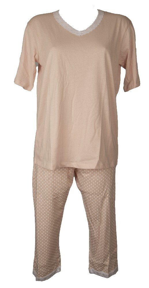 Pijama de mujer RAGNO media manga gorro pantalón cintura elástica algodón artícu