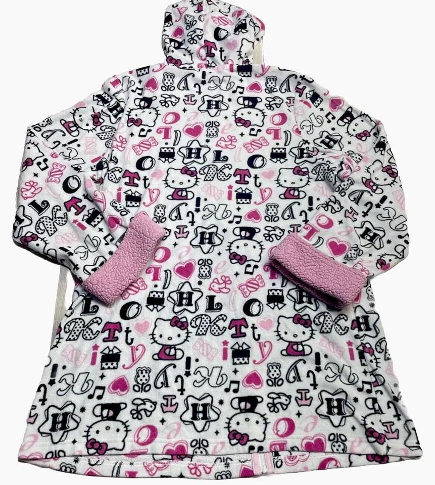 Hello Kitty Size Small Girls Zip Up Hooded Robe All Over Print - Image 4 of 4