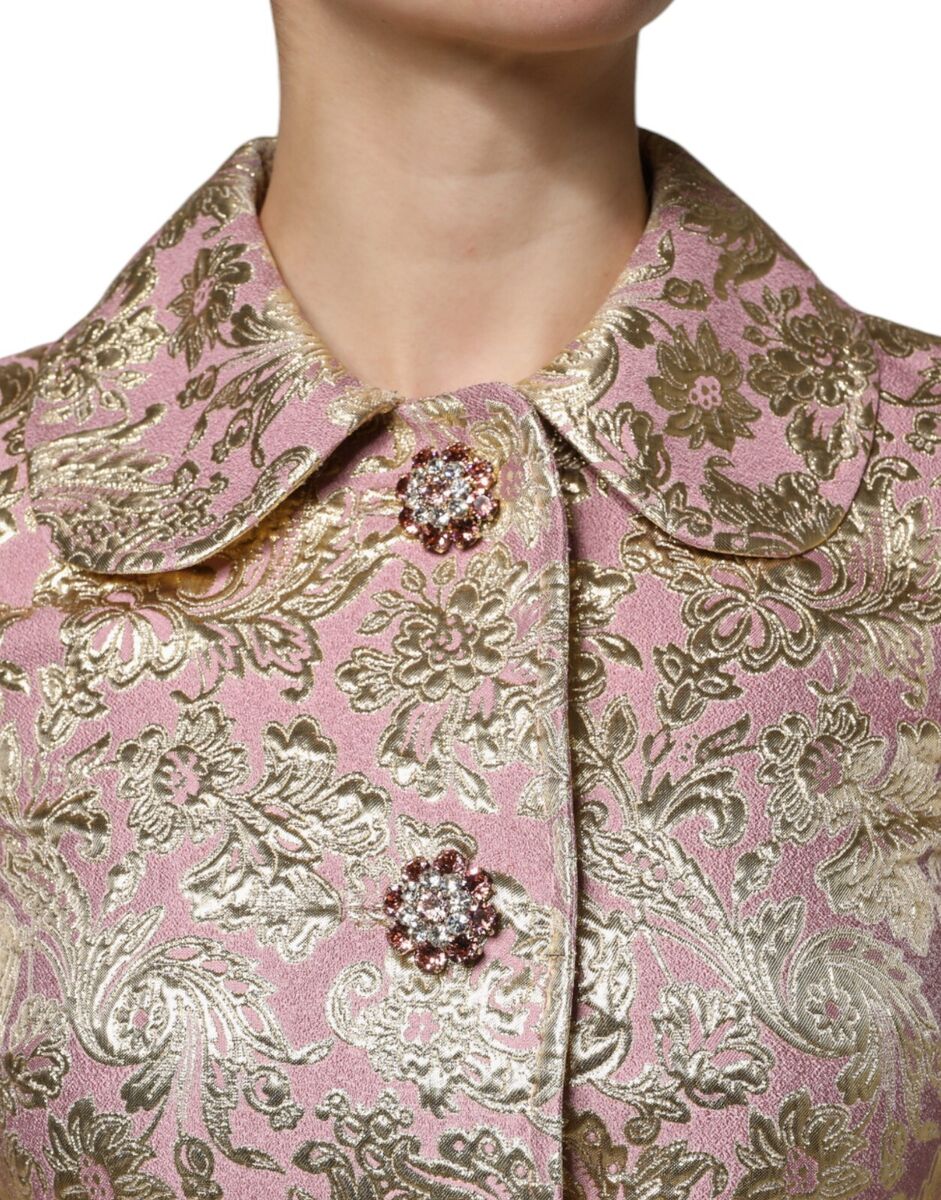 DOLCE & GABBANA Jacket Metallic Pink Gold Jacquard Jewel DOLCE & GABBANA Jacket Metallic Pink Gold Jacquard Jewel