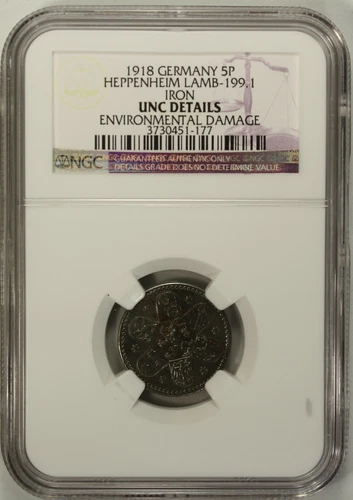 Germany 5 Pfennig 1918 NGC UNC Iron City of Heppenheim Lamb-199.1