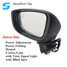 For 2017-2018 Mazda 3 9pin Side Mirror Blind Spot Turn Signal Driver Side For 2017-2018 Mazda 3 9pin Side Mirror Blind Spot Turn Signal Driver Side
