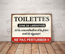 Plaque métal vintage citation Toilettes zone de libération Décoration WC affiche