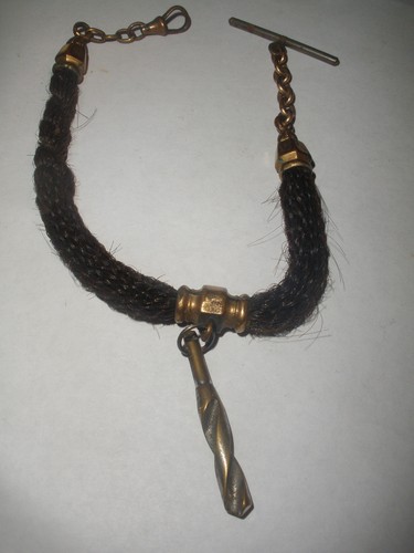 8" SELTENE ANTIKE GEFLOCHTENE HAARE TRAUER TASCHENUHR ANHÄNGER  - Bild 1 von 2
