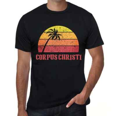Herren Grafik T-Shirt Palme Strand Sonnenuntergang in corpus christi   Palm,