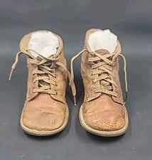 Poll Parrot Childrens Boots Brown Leather High Top Oxford Vintage Shoes