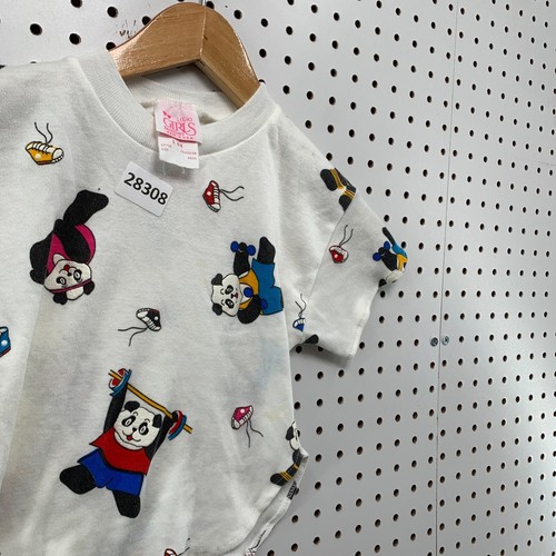 Vintage Panda WorkOut Graphic Shirt White Single Stitch Girls Size 6 13.5x15 - Picture 4 of 14