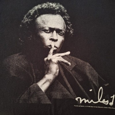 Vintage 1990s Miles Davis Graphic Print T Shirt with Artwork From Jeff Sedlick