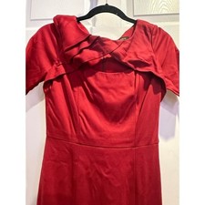 Cynthia Steffe Red Short Sleeve Sheath Dress Bow Detail Cutout Size 0