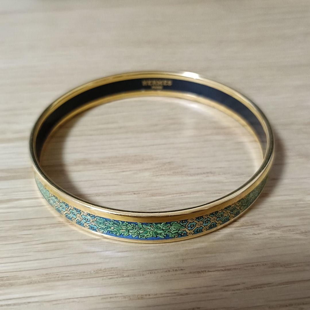 Vintage Hermès Gold Green Bracelet 6.5in Authentic Pre-Owned No Box