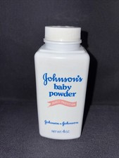 VTG Johnson's Baby Powder 4 oz Talc PROP Embossed Back Plastic Square 75 Full