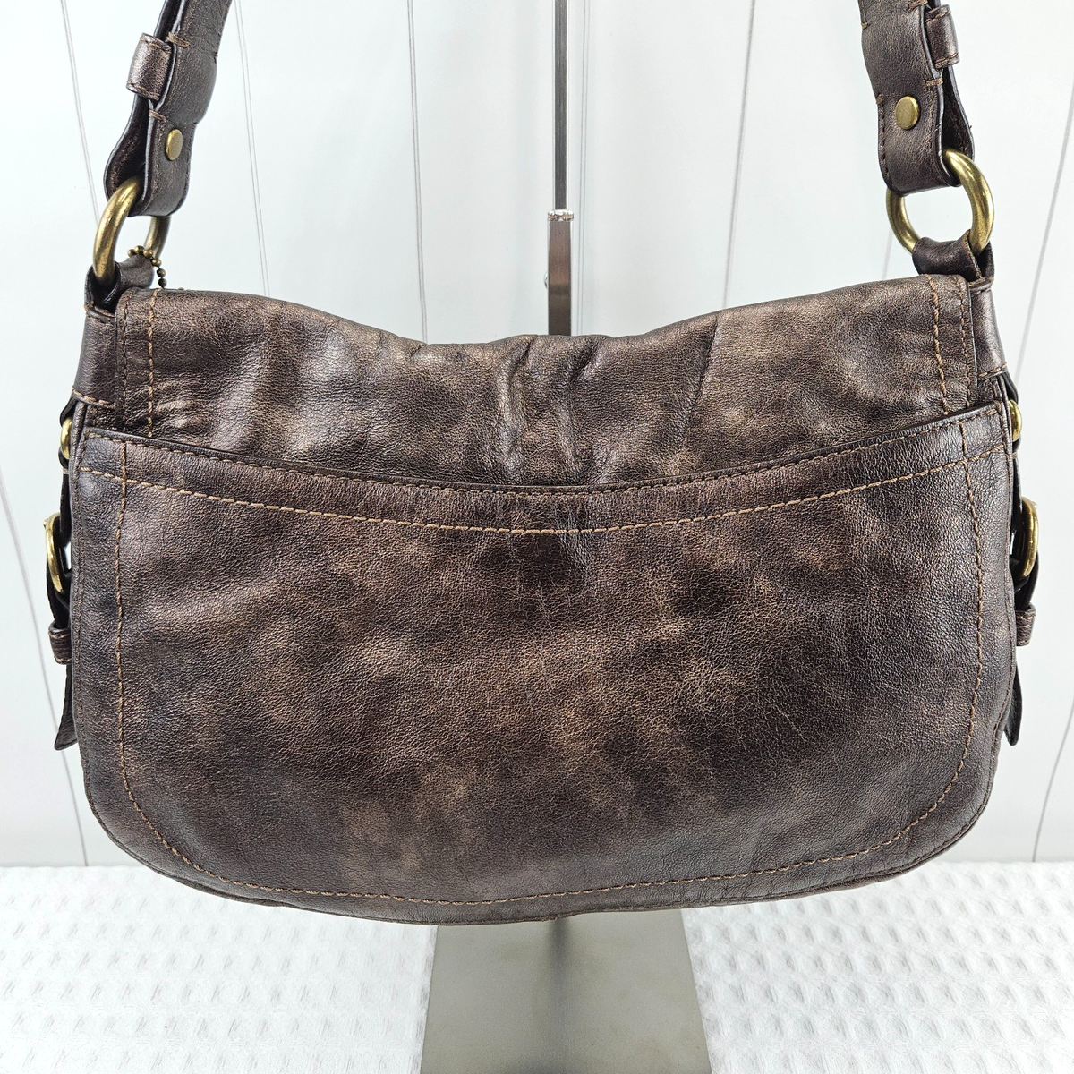 Coach Legacy Garcia Hobo Metallic Bronze Shoulder Bag Buckle Flap 