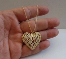 2Ct Round Cut Moissanite 14K Yellow Gold Plated Women's Heart Pendant Necklace