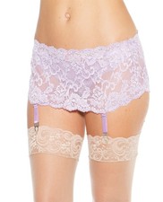 Stretch Lace Garterbelt w/Adjustable Front and Back Garters Lilac