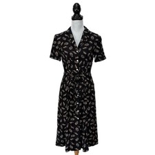 HVN Maria Silk Leaf Print Leopard Short Sleeve Shirt Dress - Women's Size 8