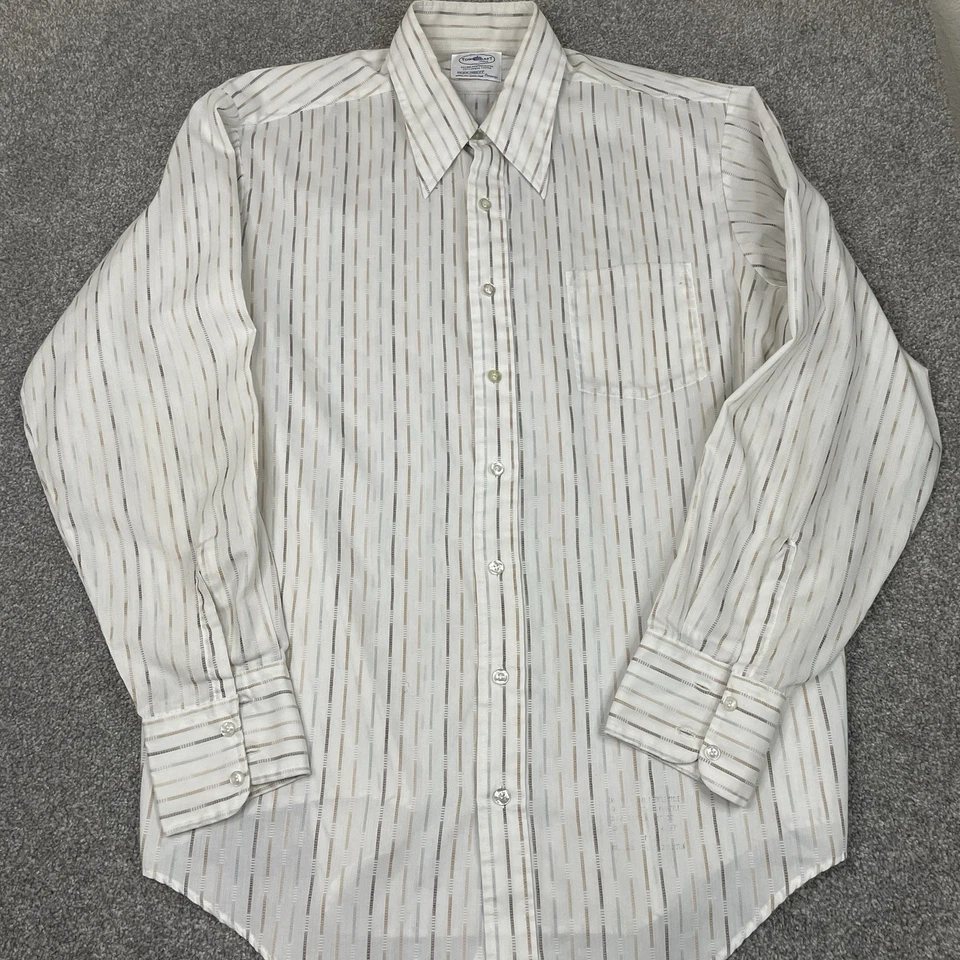 Penneys Towncraft Plus Shirt Men 17 37 Long Sleeve Button Up Vintage USA 60s 70s - Image 2 of 4